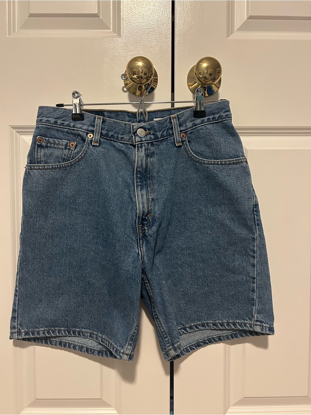 Classic High-Rise Denim Shorts in Blue